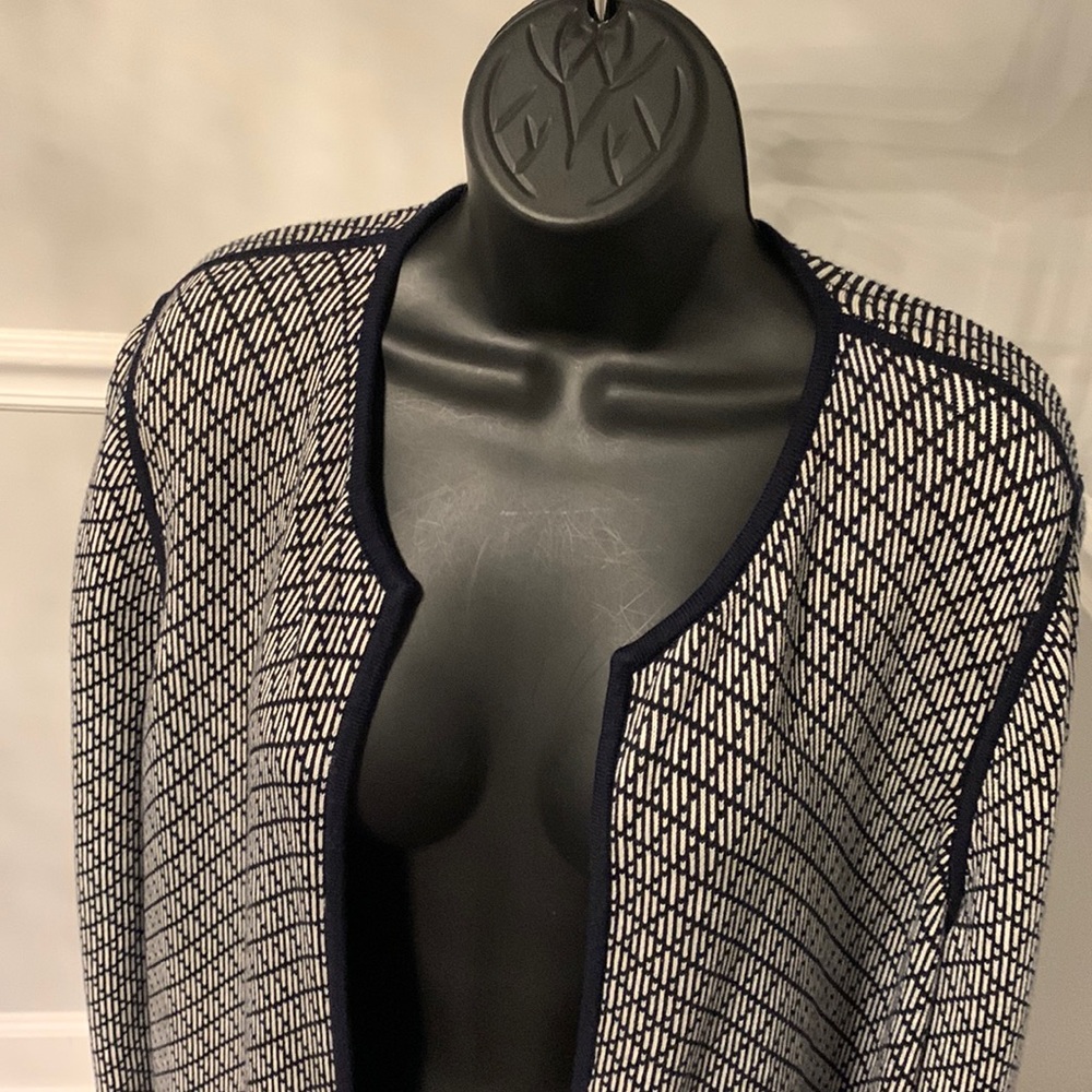 Talbots Navy Intarsia Open Front Long Sweater Siz… - image 4